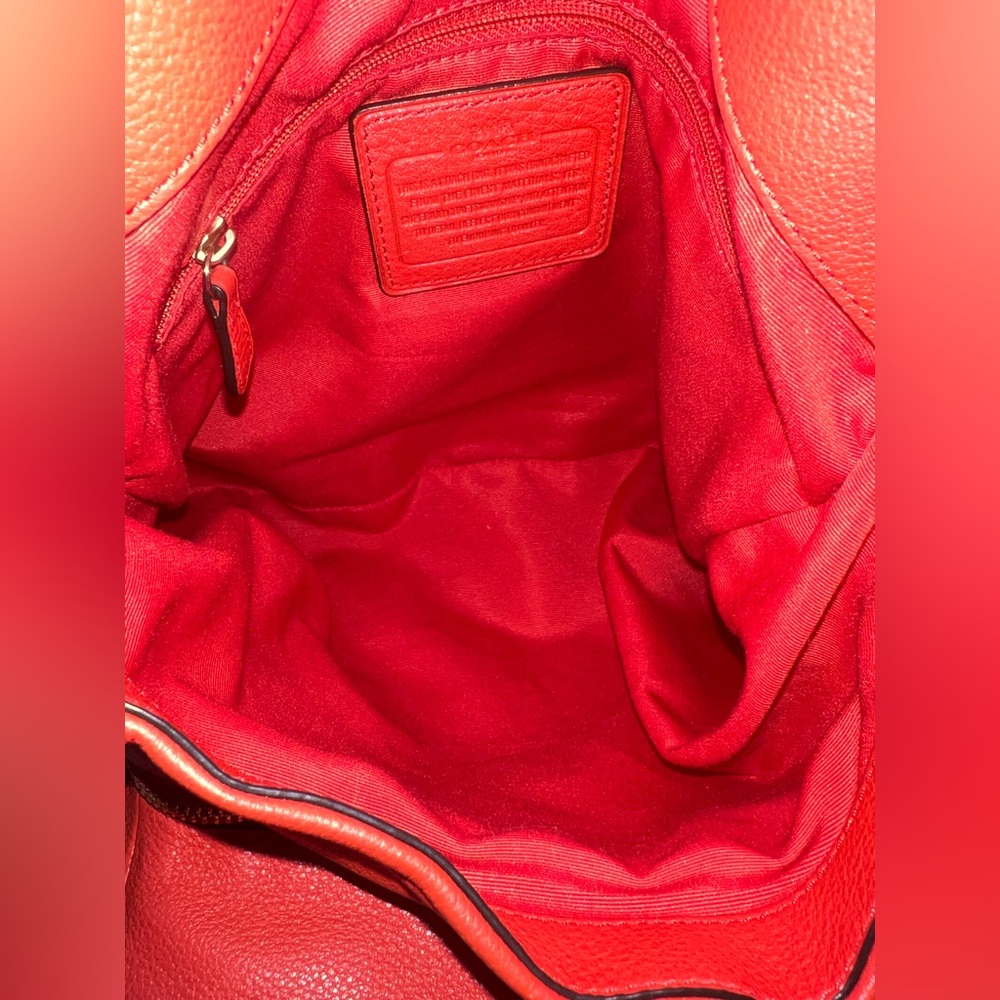 COACH Madison Phoebe Tumbled Cardinal Red Leather 3 Section Shoulder Bag - Picture 10 of 16